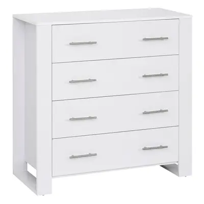 HOMCOM Chest Of Drawers Home Storage Clothes Cabinet Metal Handles Base White