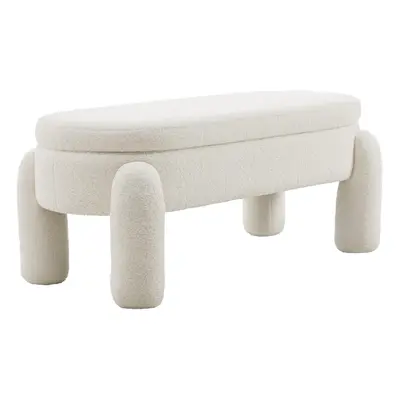 White Upholstered Storage Bench Foot Rest