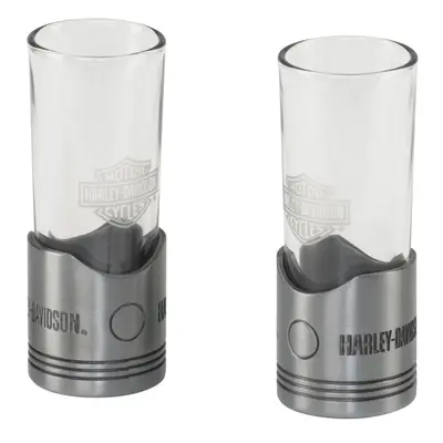 Harley-Davidson Piston Shot Glass Set, Two Hand Blown oz. Glasses HDL-18770