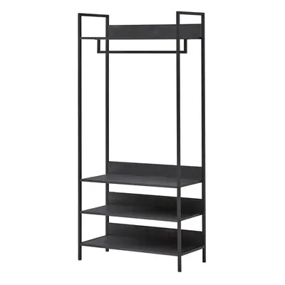 Zahra Black Clothing Rail With Shelves | Open Wardrobe Clothes Storage