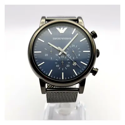 NEW EMPORIO ARMANI LUIGI AR1979 GREY MESH STRAP & BLUE DIAL MENS WATCH