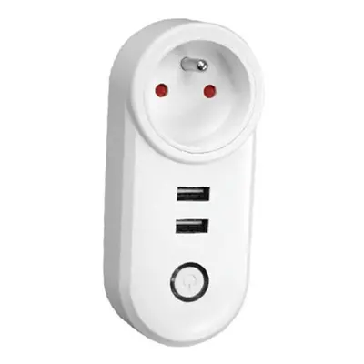 (FR Plug) WiFi Switch Smart Socket Dual USB Ports Outlets UK US EU FR Plug APP Remote Control Wo