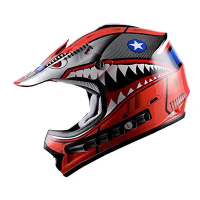 WOW Youth Kids Motocross BMX MX ATV Dirt Bike Moutain Helmet Shark Red