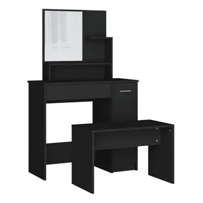 vidaXL Dressing Table Set Dressing Table Set Vanity Makeup Table Stool Black