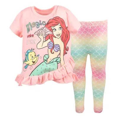 Disney Princess Ariel Little Girls Crossover T-Shirt and Leggings Outf