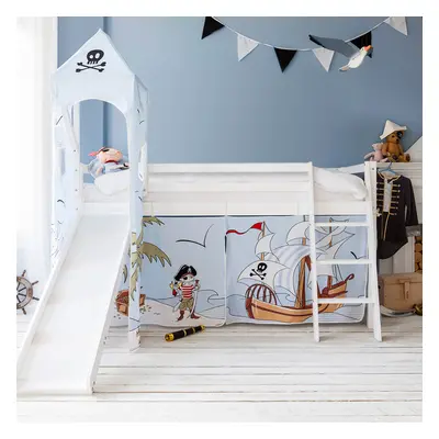 Moro Cabin Bed Midsleeper with Slide & Pirate Pete Package in Classic White