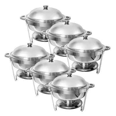 (6 pack, QT/5.5L) Round Chafing Dish Buffet Server Stainless Steel