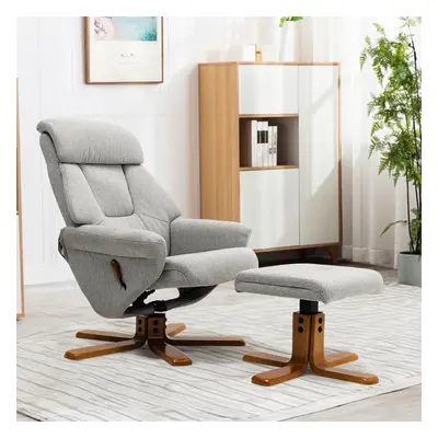 Swivel Linen Lounge Recliner with Ottoman