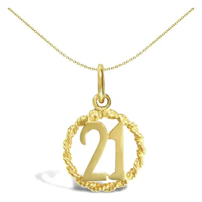 Jewelco London Ladies Solid 9ct Yellow Gold Birthday Rope Ring Charm Pendant - JPD196