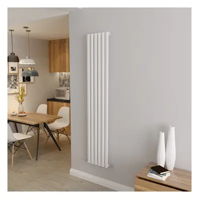 (Single 1800x354mm, White) Designer Oval Column Radiator Central Heating