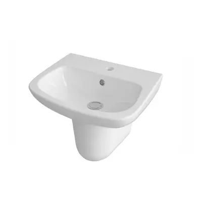 1 Tap Hole Ceramic Basin & Semi Pedestal - 500mm