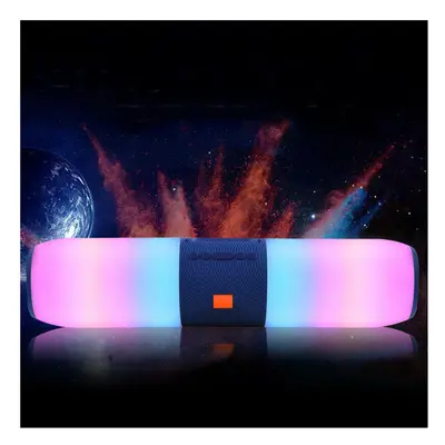 (Blue) LED Colorful Light Speaker Bluetooth 5.0 Wireless USB AUX Connection Long Playig Time Des