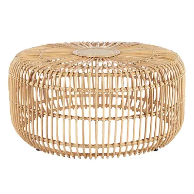 Rattan Round Garden Coffee Table cm Natural RANDAZZO