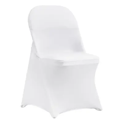 (White, 100pcs) VEVOR Stretch Spandex Folding Chair Covers for Wedding Party Dining