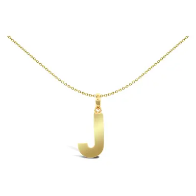 Jewelco London Solid 9ct Yellow Gold Polished Block Identity Initial Charm Pendant Letter J - JI