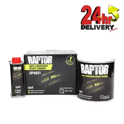 U-Pol Raptor Anti Corrosive Epoxy Primer Grey litre Kit plus Hardener Upol