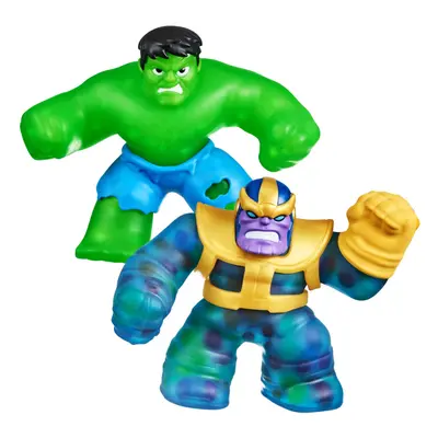 Heroes of Goo Jit Zu Marvel Versus Pack - Hulk vs Thanos, Squishy, Stretchy, Gooey Heroes, Perfe