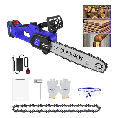 12inch Cordless Electric Chainsaw Saw Cutter for Cutting Tree Wood Branches DIY with 4.0Ah Batte