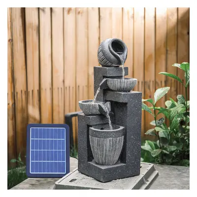 Outdoor Cascading LED Tiered Water Fountain Garden Solar Power Feature Statues