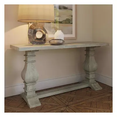 FWStyle Console Table Solid Reclaimed Pine Limewashed Natural Finish