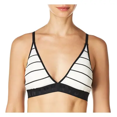 DKNY Women's Seamless Litewear Rib Bralette White/Black Stripe Large