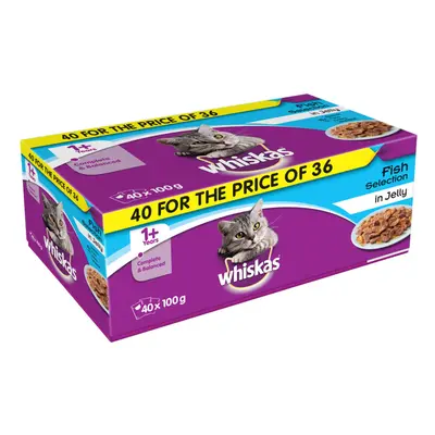 Whiskas 1+ Cat Pouches Fish Selection In Jelly For 36x100g