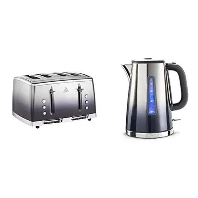 25141 Eclipse Polished Stainless Steel Ombre Four Slice Toaster Midnight Blue with Kettle