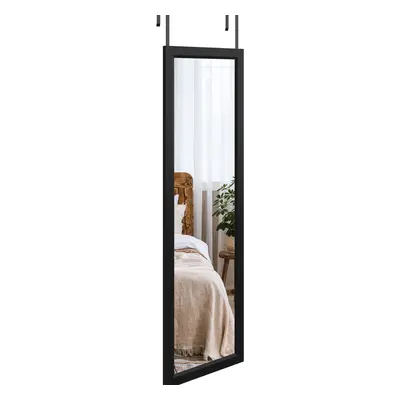 (Black) Over Door Mirror Full Length 110x33cm Wall Mounted