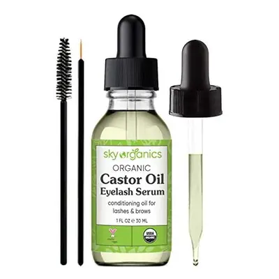 Organic Castor Oil Eyelash Serum by Sky Organics (30 ml) USDA Organic Cold-Pressed 100% Pure Cas