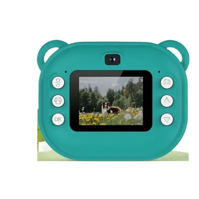 (Green) Instant Mini Printing Camera, Zero Ink, 1080P Selfie Video, 2.4-Inch IPS Screen, Learnin