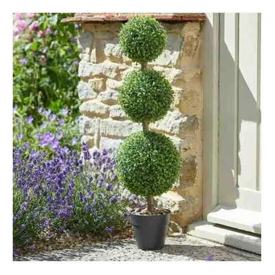 Artificial Trio Topiary Tree 80cm Outdoor Garden Porch Patio Shrub