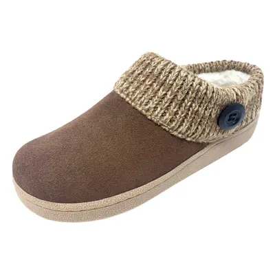 Clarks Women's Knitted Collar Clog Slipper (8 US LT Brown)