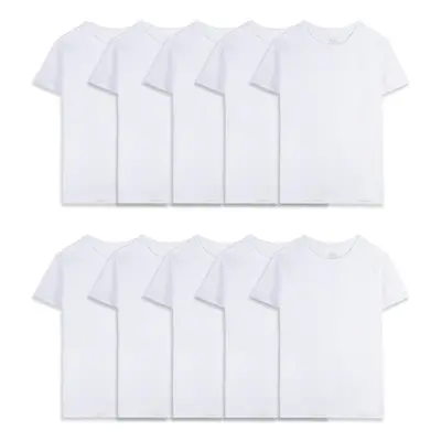 Fruit of the Loom Big Cotton T Shirt Boys-10 Pack-White Medium