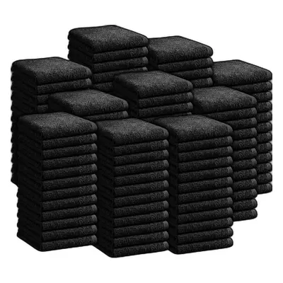 (Black, 100-Piece) Luxury Face Cloths Towels 100% Egyptian Cotton Flannels Wash Cloths Towels 50