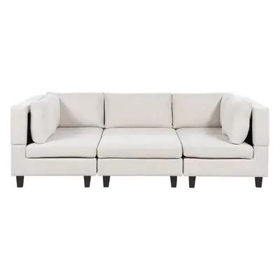 5-Seater Modular Fabric Sofa with Ottoman Light Beige UNSTAD