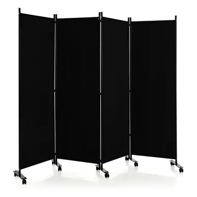 Room Divider on Wheels Portable Freestanding Fabric Screen Divider