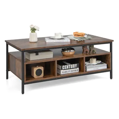 3-Tier Industrial Coffee Tea Table Home Side Table With Compartments