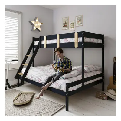 (Una Triple Bunk Bed with Single and Double Bed in Anthracite) Una Bed in Contemporary Anthracit