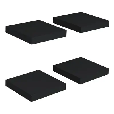 vidaXL 4x Floating Wall Shelves Black MDF Display Ledge Hanging CD Rack Board