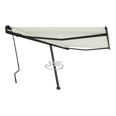 vidaXL Freestanding Manual Retractable Awning 450x300 cm Cream Outdoor Patio