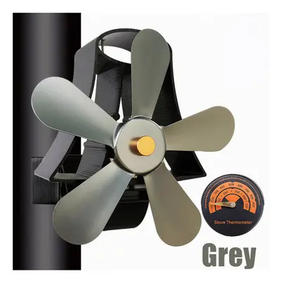 (gray) Fireplace Fan Blade Heat Powered Stove Fan komin Log Wood Burner Eco Friendly Quiet Fan H