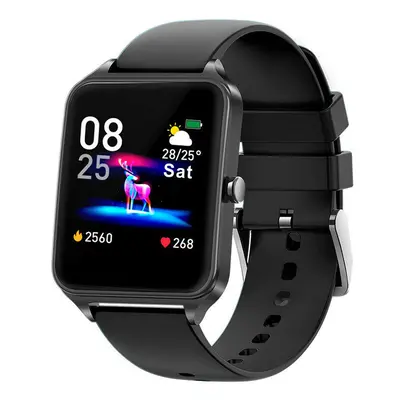 (Black) 1.4 Inch Big Display Full Touch Wristband Metal Case Blood Pressure Monitor Weather Fore