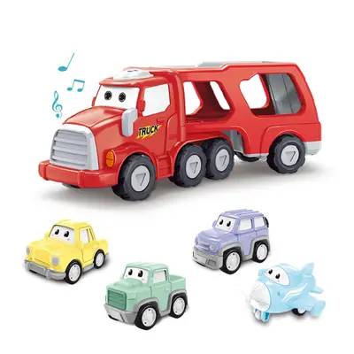 5Pcs Cartoon Inertial Sound And Light Vehicle Boy Kid Toy Color Cartoon Car Model for Kids Toys