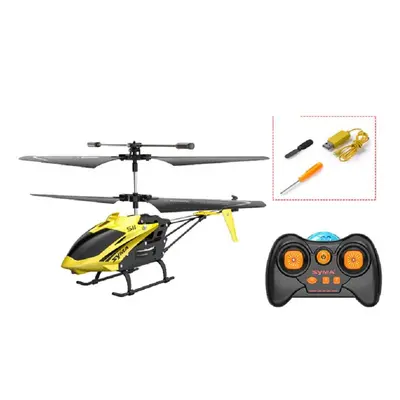 (Yellow) Single-blade Electronic Gyroscope LED Light Omni-Directional Controls Alloy RC Helicopt