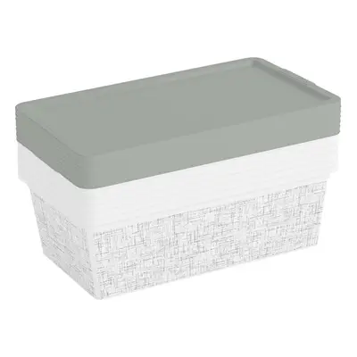 Curver Set of XS C Decorative Plastic Organization and Storage Box 5.8L / 6.1QT White with Tweed