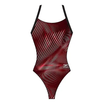 Speedo Women's Warped Weave Flyback Speedo Maroon