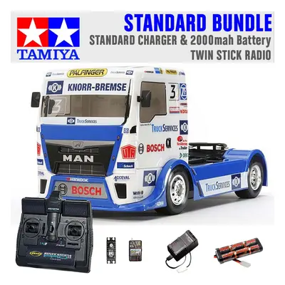 TAMIYA RC Team Hahn MAN Race Truck TT-01 1:10 Standard Stick Radio Bundle