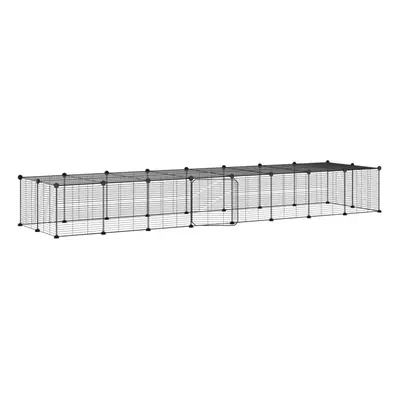 (36-panel with door, 1.5 cm) vidaXL Pet Cage with Door Black Steel Rabbit Hutch 1.5 cm/4.3 cm Mu