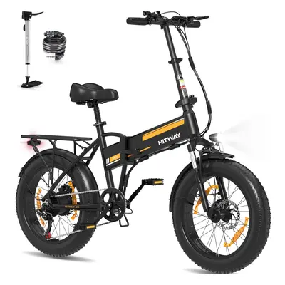 (Black-Orange) Hitway Electric Bike BK10SP - 20*4.0 Inch Fat Tire City Commuter EBike with Remov