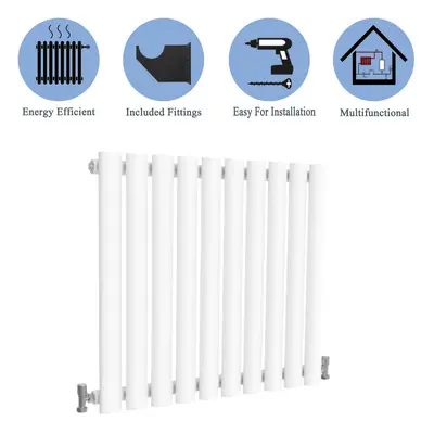 (Single, 600x590mm) White Single/Double Oval Column Radiator